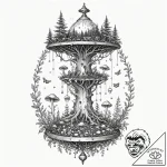 Tattoo sketch, bell jar containing a tiny, se… – tattoo sketch (№1752362990_0, 12.07.2025 23:29) — tattoovalue.net