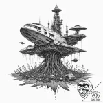 Tattoo sketch, wreckage of worlds, new life b… – tattoo sketch (№1752363075_0, 12.07.2025 23:31) — tattoovalue.net