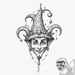 Tattoo sketch, jester’s cosmic gaze, a whimsi… – tattoo sketch (№1752363243_0, 12.07.2025 23:34) — tattoovalue.net