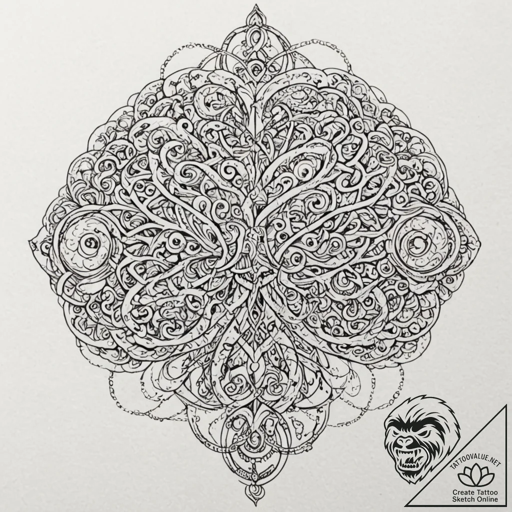 Tattoo sketch, inherited memory code, a styli... - tattoo sketch (№1752363411_0, 12.07.2025 23:36) — tattoovalue.net