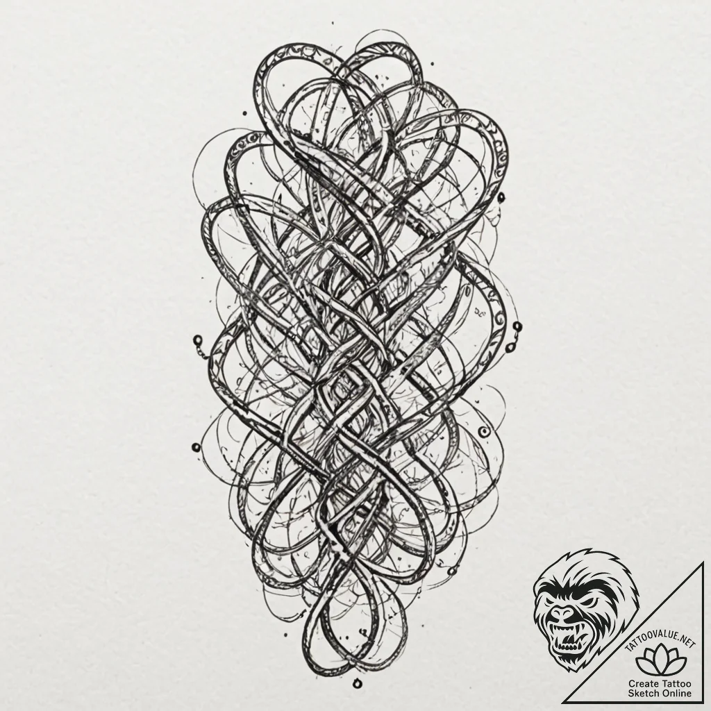 Tattoo sketch, x-chromosomes, glowing strands... - tattoo sketch (№1752363750_0, 12.07.2025 23:42) — tattoovalue.net