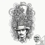 Tattoo sketch, mechanical magician’s hat, a c… – tattoo sketch (№1752364089_0, 12.07.2025 23:48) — tattoovalue.net