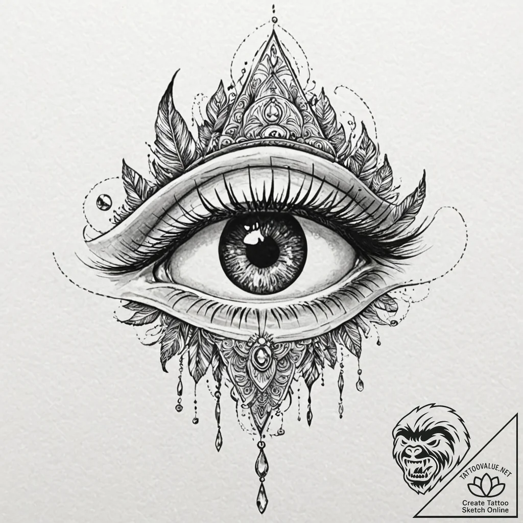 Tattoo sketch, levitation lens, a stylized hu... - tattoo sketch (№1752364257_0, 12.07.2025 23:50) — tattoovalue.net
