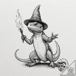 Tattoo sketch, bearded dragon wearing a tiny… – tattoo sketch (№1752364341_0, 12.07.2025 23:52) — tattoovalue.net