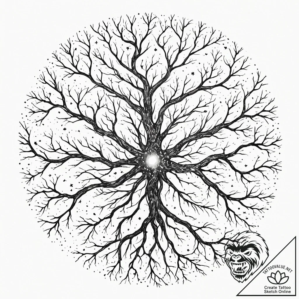 Tattoo sketch, vascular system of the univers... - tattoo sketch (№1752364765_0, 12.07.2025 23:59) — tattoovalue.net