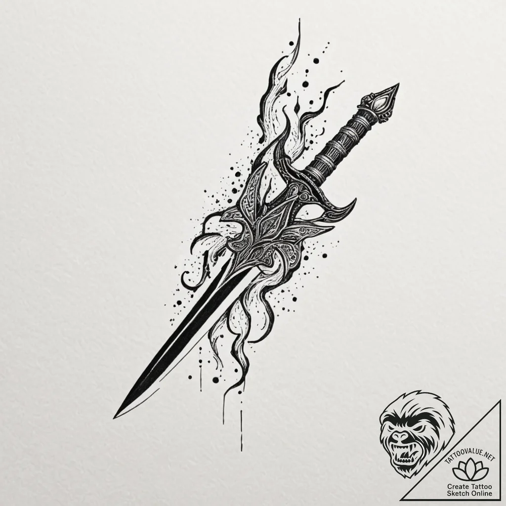 Tattoo sketch, obsidian blade, cosmic edge, a... - tattoo sketch (№1752364850_0, 13.07.2025 00:00) — tattoovalue.net