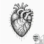 Tattoo sketch, human heart as a hyperlink, a… – tattoo sketch (№1752365105_0, 13.07.2025 00:05) — tattoovalue.net