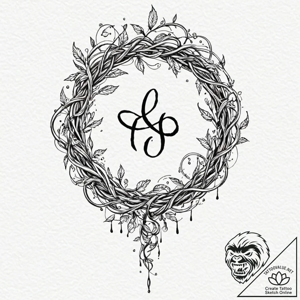 Tattoo sketch, vine of vitality, data sap, a... - tattoo sketch (№1752365274_0, 13.07.2025 00:07) — tattoovalue.net