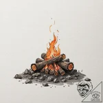 Tattoo sketch, vagabond’s virtual fireplace,… – tattoo sketch (№1752365698_0, 13.07.2025 00:14) — tattoovalue.net