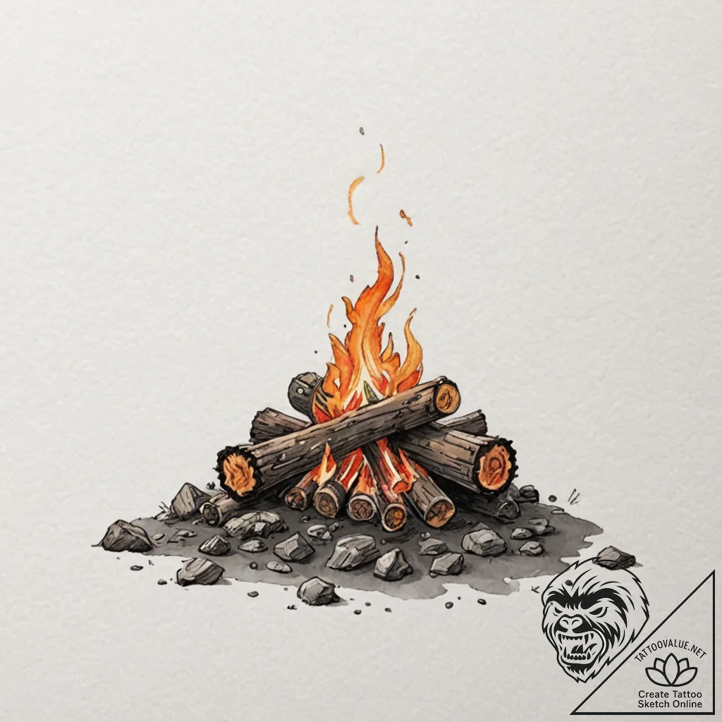 Tattoo sketch, vagabond's virtual fireplace,... - tattoo sketch (№1752365698_0, 13.07.2025 00:14) — tattoovalue.net