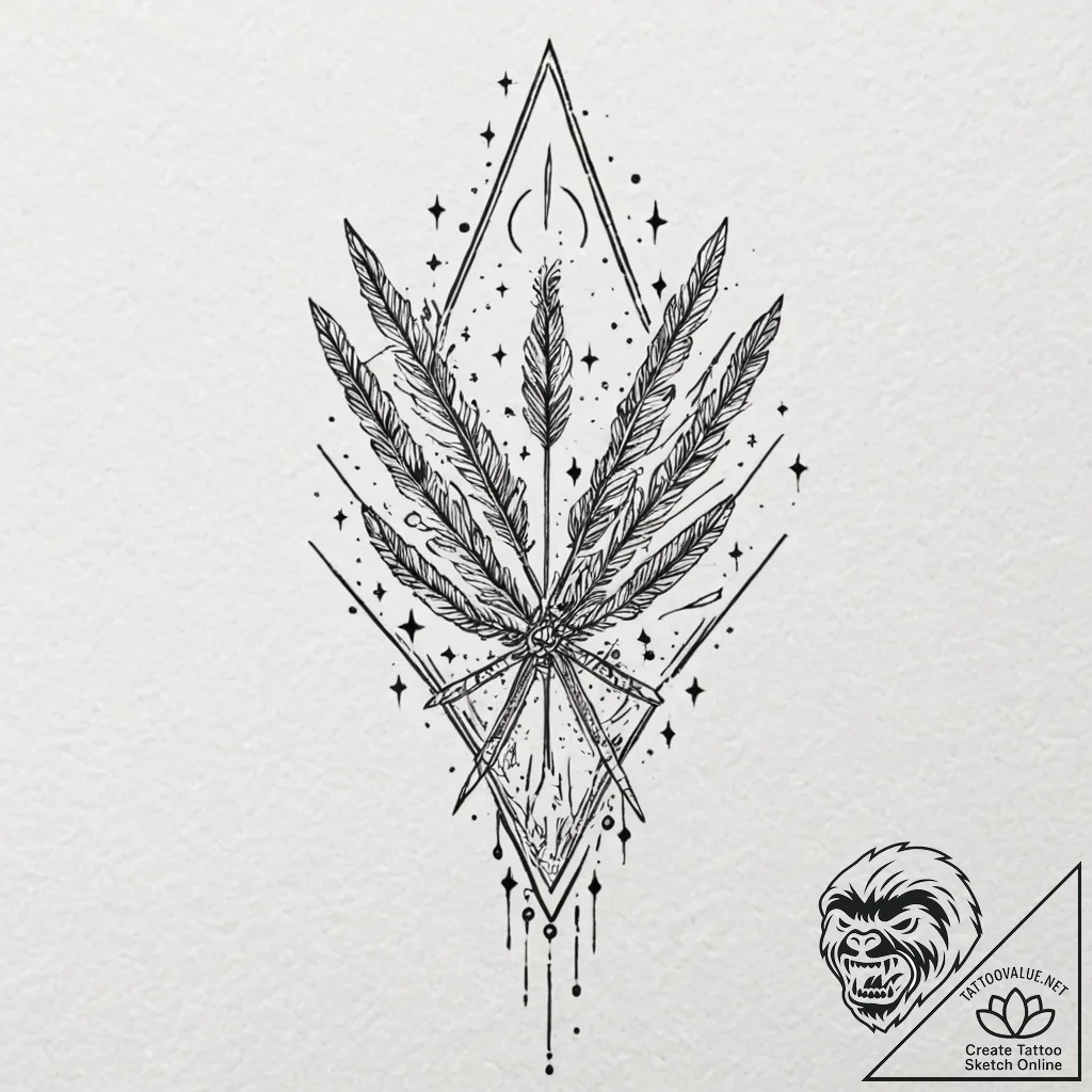 Tattoo sketch, quiver of cosmic arrows, an or... - tattoo sketch (№1752365782_0, 13.07.2025 00:16) — tattoovalue.net