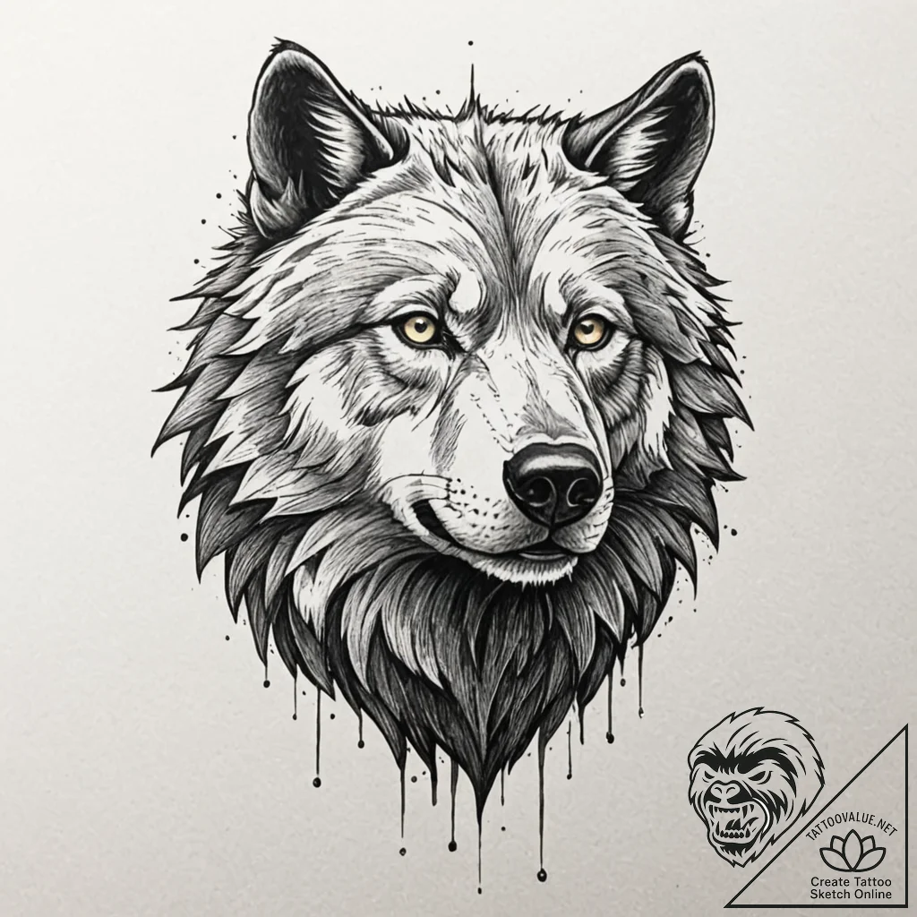 Tattoo sketch, feral ai beast, a creature tha... - tattoo sketch (№1752366119_0, 13.07.2025 00:21) — tattoovalue.net