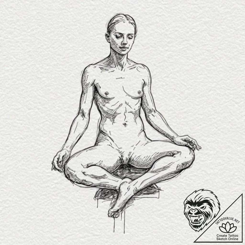 Tattoo sketch, naked ai, pure thought, a simp... - tattoo sketch (№1752367548_0, 13.07.2025 00:45) — tattoovalue.net