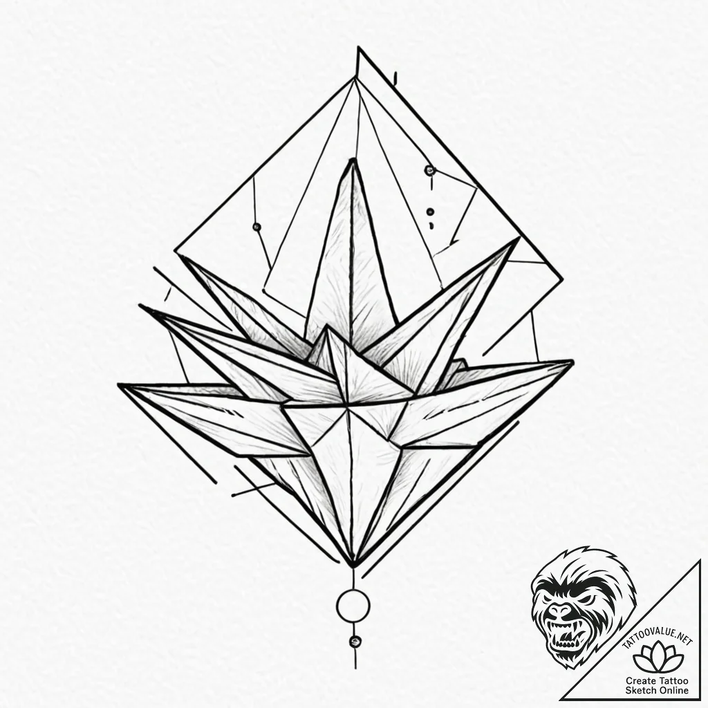 Tattoo sketch, origami orbital craft, a delic... - tattoo sketch (№1752367633_0, 13.07.2025 00:47) — tattoovalue.net