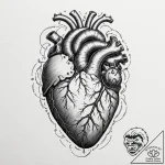 Tattoo sketch, an anatomical heart with a clo… – tattoo sketch (№1752368468_0, 13.07.2025 01:01) — tattoovalue.net