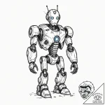 Tattoo sketch, wounded robot, healing energy,… – tattoo sketch (№1752368552_0, 13.07.2025 01:02) — tattoovalue.net
