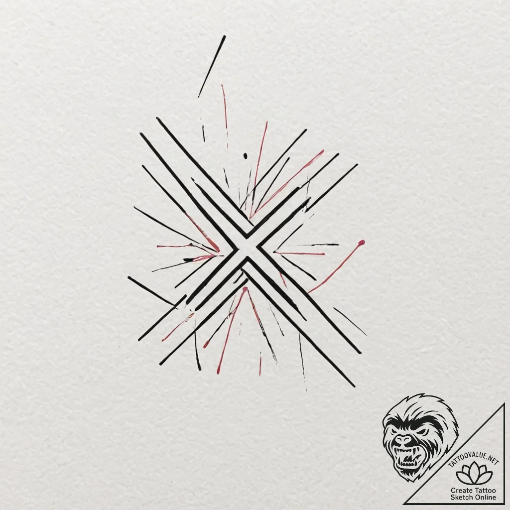 Tattoo sketch, x-marks the nexus, a stylized... - tattoo sketch (№1752368636_0, 13.07.2025 01:03) — tattoovalue.net
