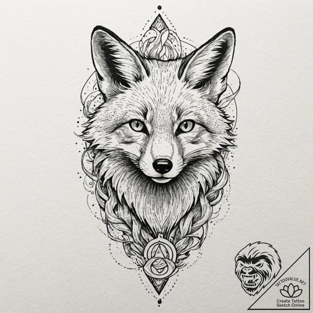 Tattoo sketch, fear eater fox, a cunning fox,... - tattoo sketch (№1752368720_0, 13.07.2025 01:05) — tattoovalue.net