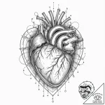 Tattoo sketch, holographic heartbeat, a shimm… – tattoo sketch (№1752368974_0, 13.07.2025 01:09) — tattoovalue.net