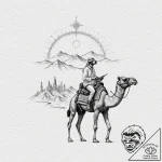 Tattoo sketch, desert nomad in vr, a lone fig… – tattoo sketch (№1752369226_0, 13.07.2025 01:13) — tattoovalue.net