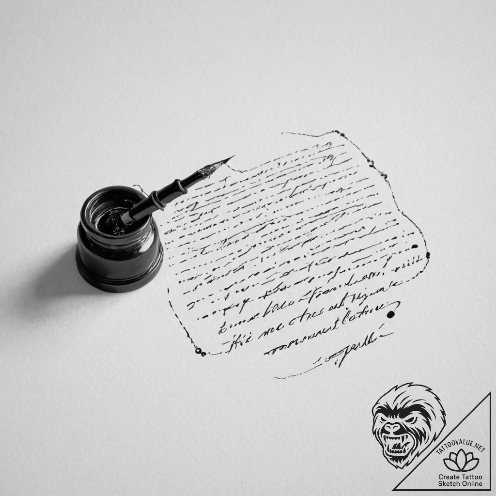 Tattoo sketch, philosopher's quill, data inkw... - tattoo sketch (№1752369742_0, 13.07.2025 01:22) — tattoovalue.net