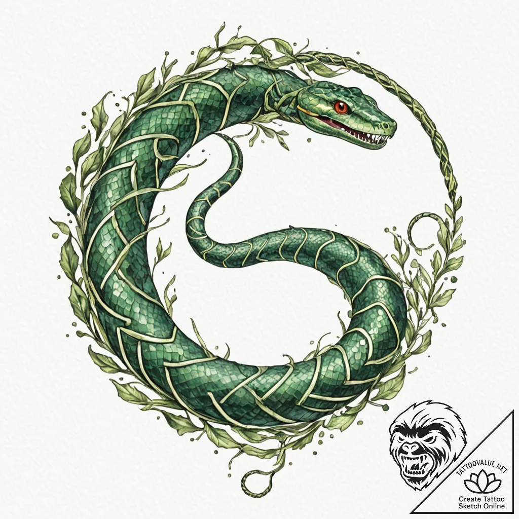 Tattoo sketch, serpent of self-replication, a... - tattoo sketch (№1752370263_0, 13.07.2025 01:31) — tattoovalue.net