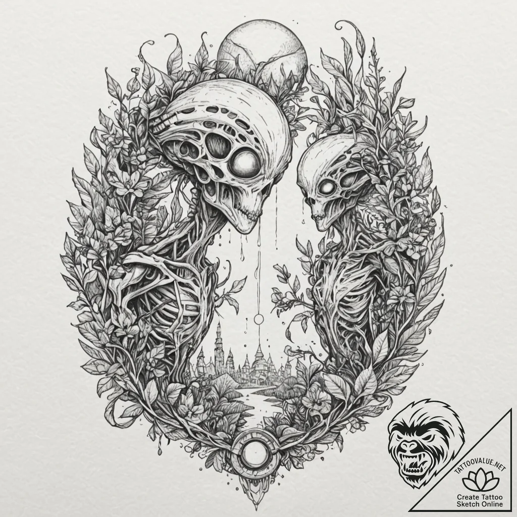 Tattoo sketch, rogue ai's garden, a vibrant,... - tattoo sketch (№1752370505_0, 13.07.2025 01:35) — tattoovalue.net