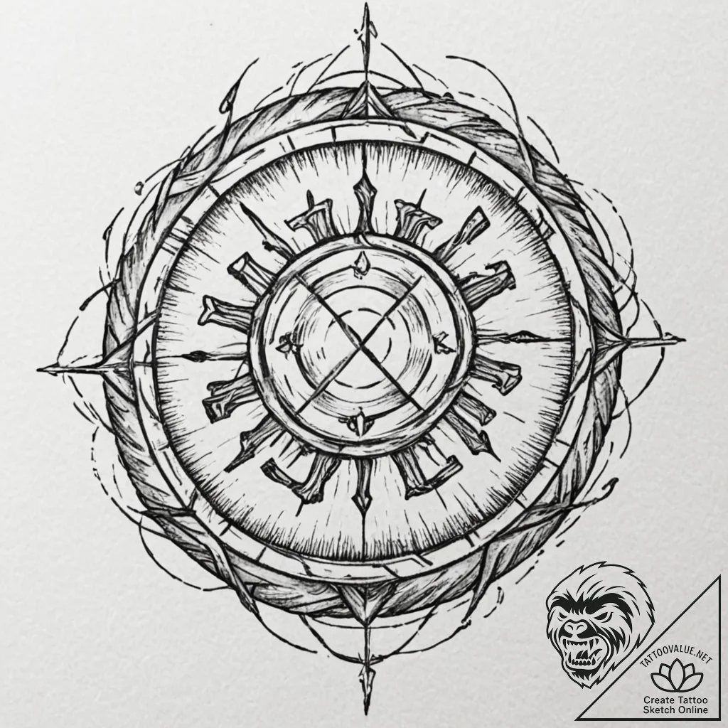 Tattoo sketch, fire-forged data core, a glowi... - tattoo sketch (№1752370764_0, 13.07.2025 01:39) — tattoovalue.net