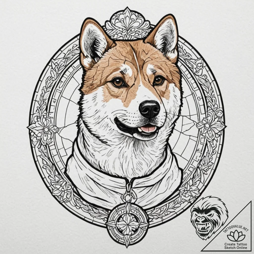 Tattoo sketch, byzantine mosaic style portrai... - tattoo sketch (№1752371271_0, 13.07.2025 01:47) — tattoovalue.net