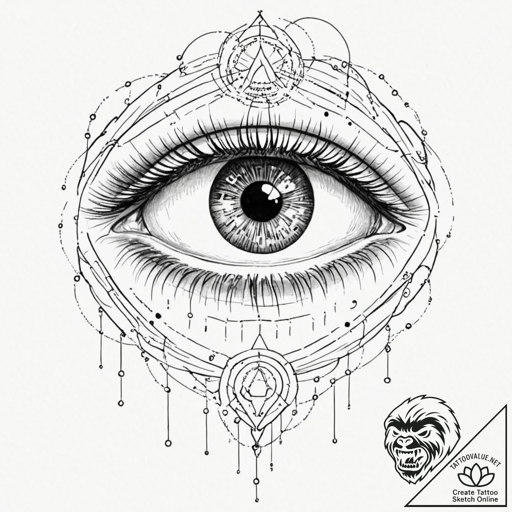Tattoo sketch, watchful eye of the algorithm,... - tattoo sketch (№1752371355_0, 13.07.2025 01:49) — tattoovalue.net