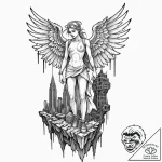 Tattoo sketch, apocalyptic angel with broken… – tattoo sketch (№1752372287_0, 13.07.2025 02:04) — tattoovalue.net