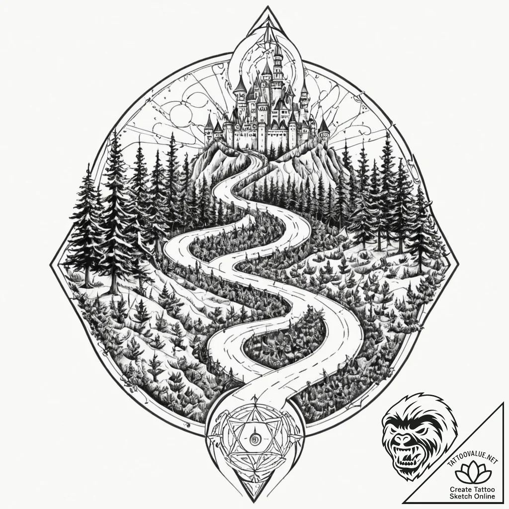 Tattoo sketch, junction of realities, a singl... - tattoo sketch (№1752372923_0, 13.07.2025 02:15) — tattoovalue.net