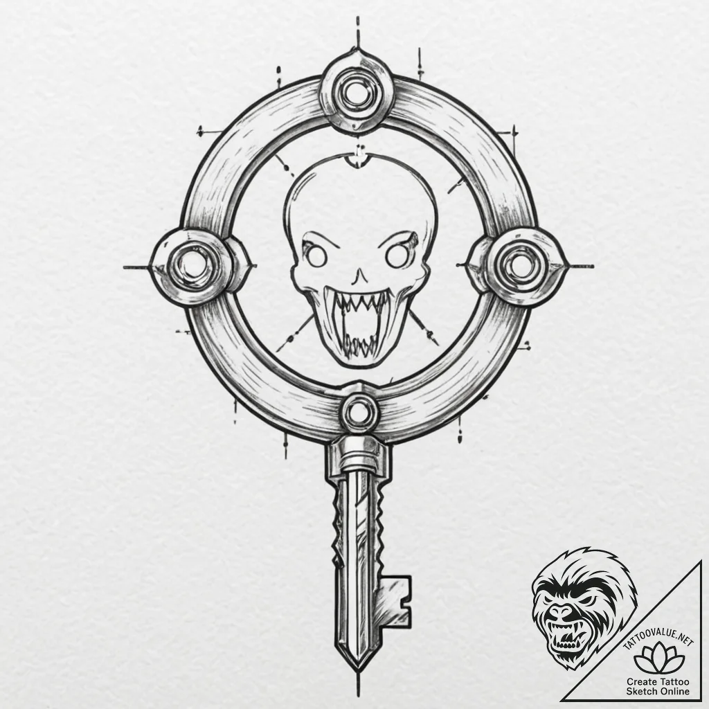Tattoo sketch, key to the metaverse, a sleek,... - tattoo sketch (№1752373108_0, 13.07.2025 02:18) — tattoovalue.net