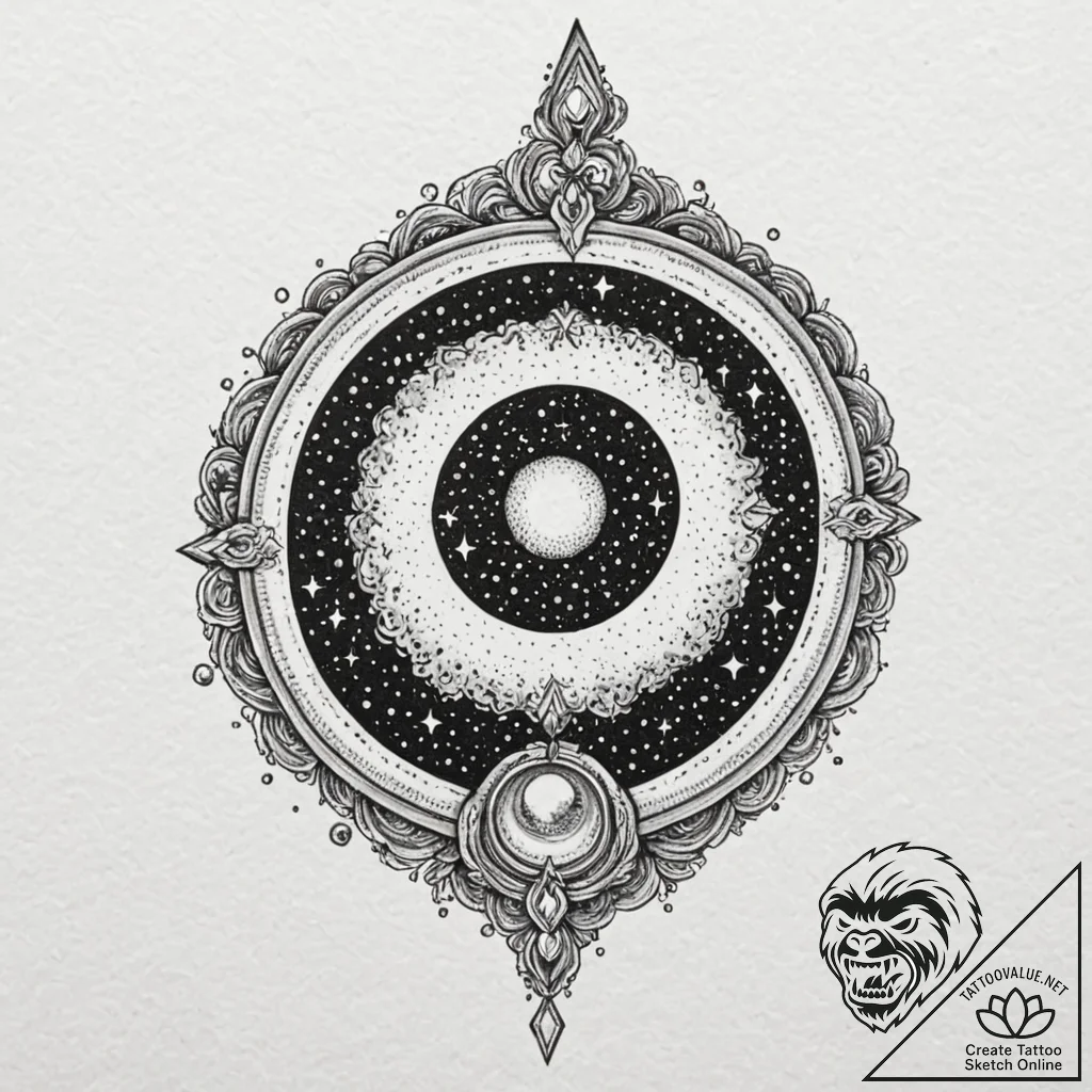 Tattoo sketch, locket of cosmic memory, an el... - tattoo sketch (№1752373928_0, 13.07.2025 02:32) — tattoovalue.net