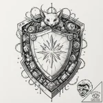 Tattoo sketch, keyboard warrior’s crest, a sh… – tattoo sketch (№1752374266_0, 13.07.2025 02:37) — tattoovalue.net