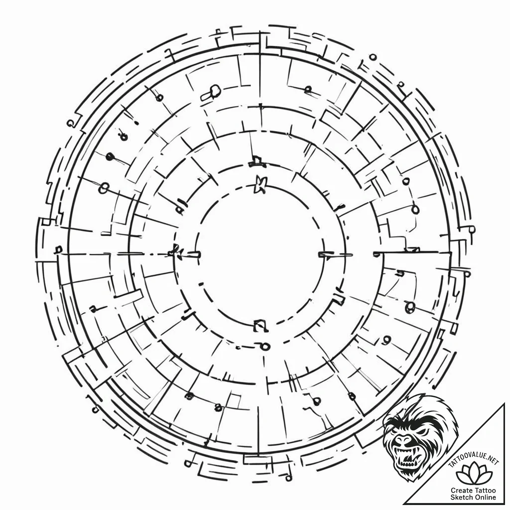 Tattoo sketch, quantum leap gate, a swirling,... - tattoo sketch (№1752375703_0, 13.07.2025 03:01) — tattoovalue.net