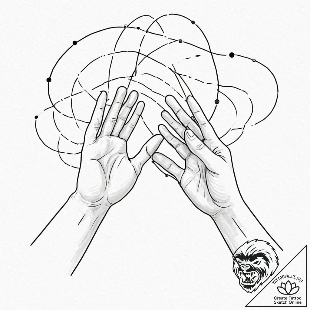 Tattoo sketch, virtual reality handshake, two... - tattoo sketch (№1752375873_0, 13.07.2025 03:04) — tattoovalue.net