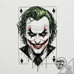 Tattoo sketch, joker card, cyberpunk grin, a… – tattoo sketch (№1752376804_0, 13.07.2025 03:20) — tattoovalue.net