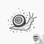 Tattoo sketch, celestial snail: a tiny snail… – tattoo sketch (№1752377395_0, 13.07.2025 03:29) — tattoovalue.net