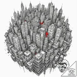 Tattoo sketch, recursive cityscape, a bustlin… – tattoo sketch (№1752377648_0, 13.07.2025 03:34) — tattoovalue.net