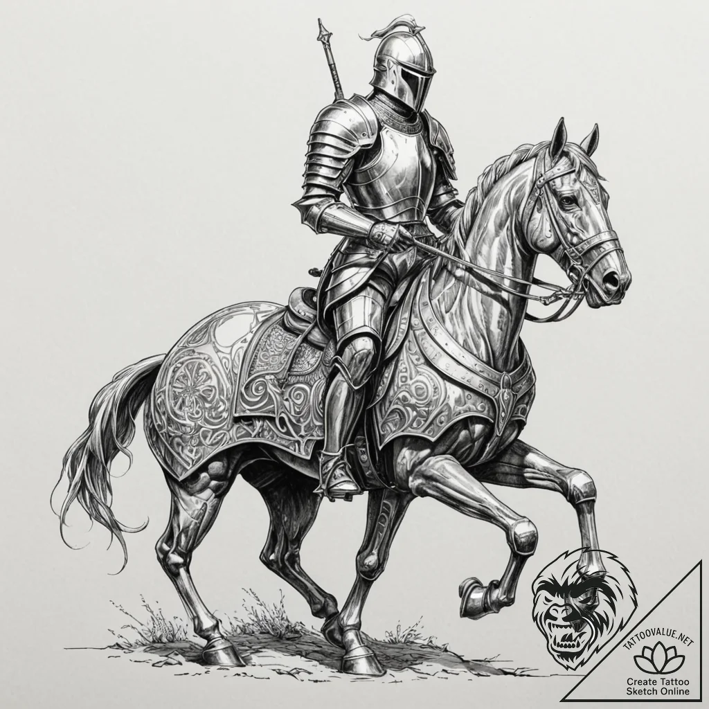 Tattoo sketch, knight of the knowledge stream... - tattoo sketch (№1752377733_0, 13.07.2025 03:35) — tattoovalue.net