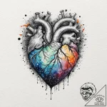 Tattoo sketch, inner universe heart, a human… – tattoo sketch (№1752377816_0, 13.07.2025 03:36) — tattoovalue.net