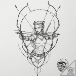 Tattoo sketch, artemis with a cyberpunk bow a… – tattoo sketch (№1752378324_0, 13.07.2025 03:45) — tattoovalue.net