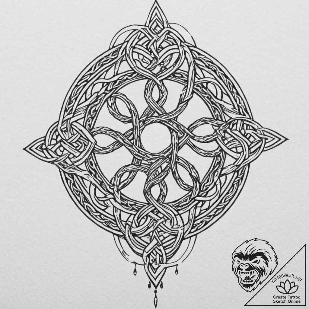 Tattoo sketch, karmic knotwork tree, an ancie... - tattoo sketch (№1752378408_0, 13.07.2025 03:46) — tattoovalue.net