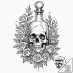 Tattoo sketch, an apothecary bottle containin… – tattoo sketch (№1752379177_0, 13.07.2025 03:59) — tattoovalue.net