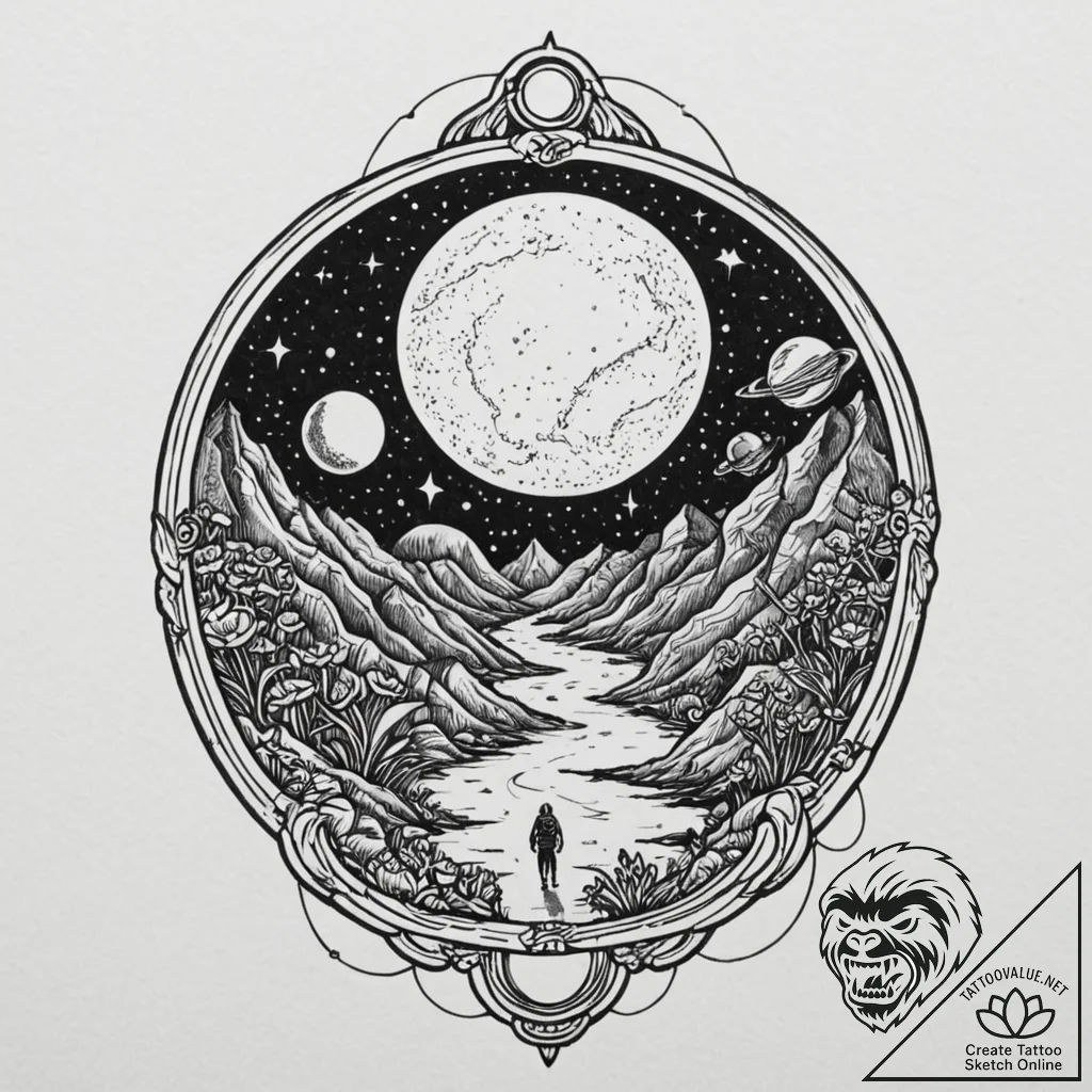Tattoo sketch, exoplanet explorer's lantern,... - tattoo sketch (№1752379260_0, 13.07.2025 04:01) — tattoovalue.net