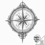 Tattoo sketch, antique compass pointing towar… – tattoo sketch (№1752379345_0, 13.07.2025 04:02) — tattoovalue.net