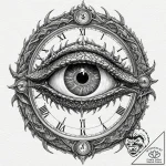 Tattoo sketch, dragon’s eye timepiece, a fier… – tattoo sketch (№1752379428_0, 13.07.2025 04:03) — tattoovalue.net