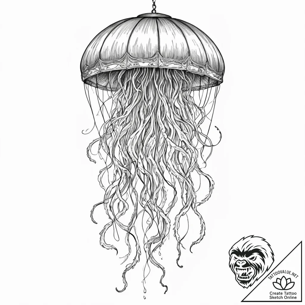 Tattoo sketch, jellyfish, lantern of depths,... - tattoo sketch (№1752379598_0, 13.07.2025 04:06) — tattoovalue.net