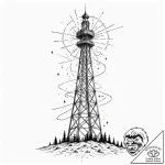 Tattoo sketch, transcendent transmitter tower… – tattoo sketch (№1752379683_0, 13.07.2025 04:08) — tattoovalue.net